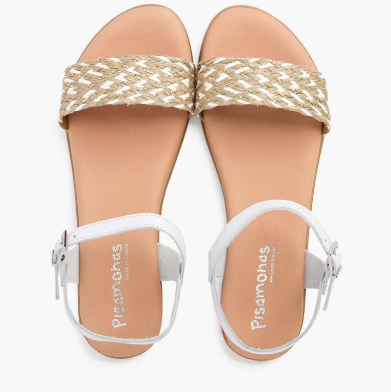 Sandalias niña y mujer tira trenzada yute