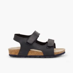 Sandalias Piel Bio Niño Doble tira adherente