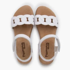 Sandalias piel eslabones tira adherente