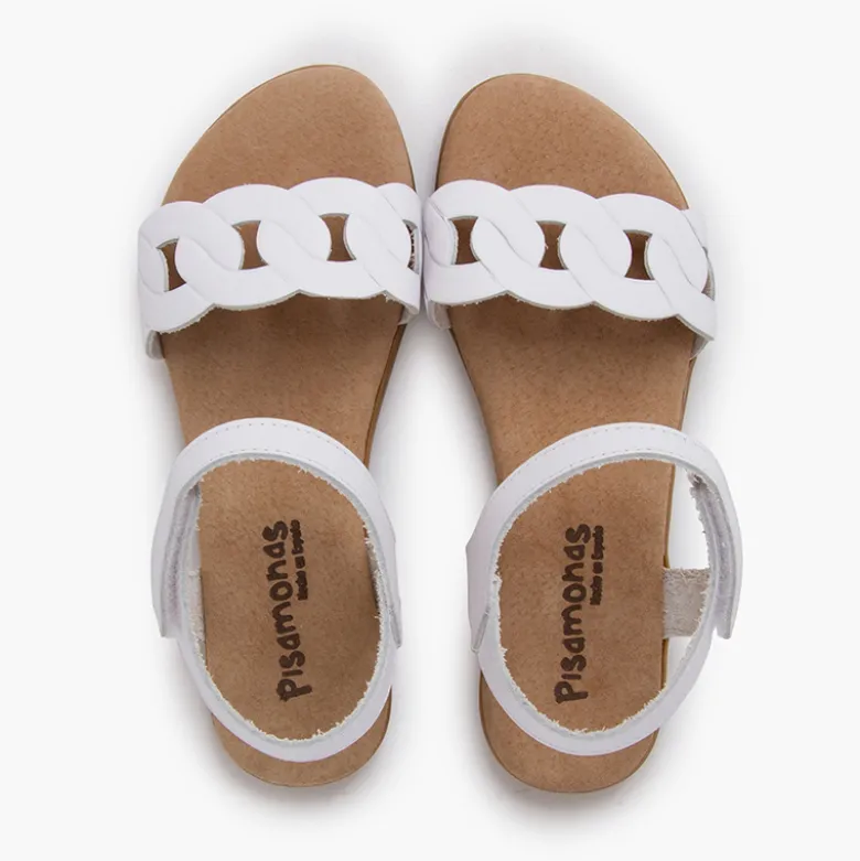 Sandalias piel eslabones tira adherente