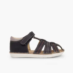 Sandalias Piel Niño con tira adherente Cangrejera