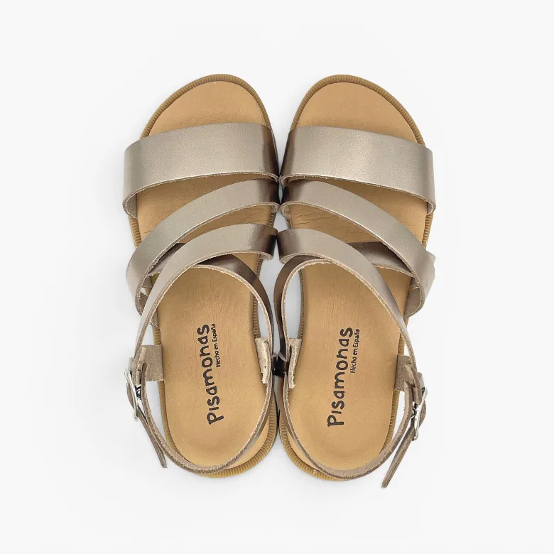 Sandalias tiras cruzadas empeine hebilla