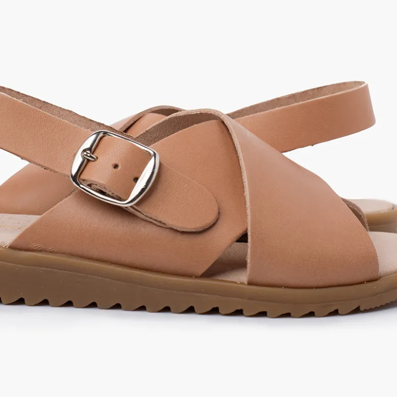 Sandalias unisex piel cruzada tiras anchas