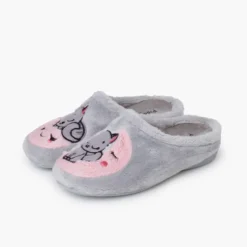 Zapatillas casa tipo zueco gato y luna