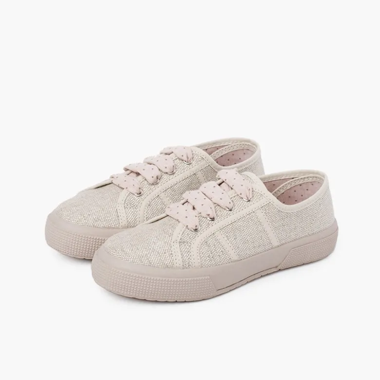 Zapatillas lino brillo mujer y niña