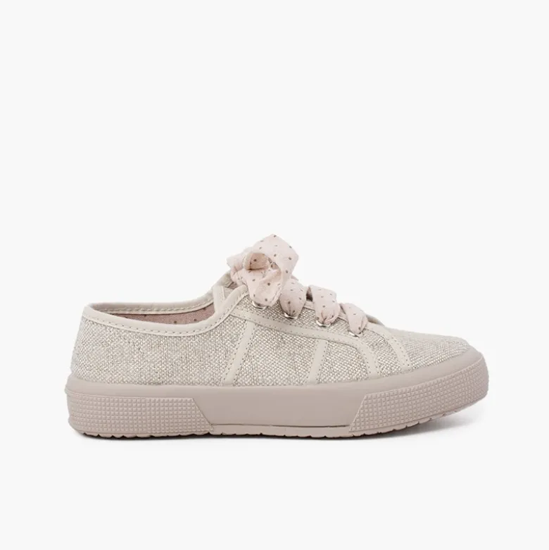 Zapatillas lino brillo mujer y niña