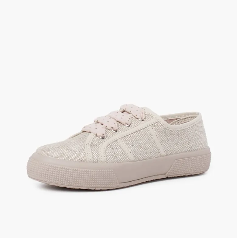 Zapatillas lino brillo mujer y niña