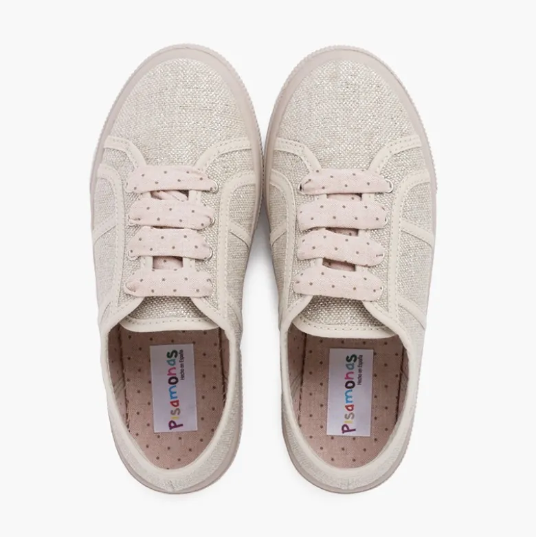 Zapatillas lino brillo mujer y niña