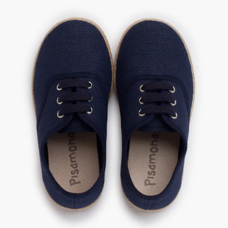 Zapatillas lino cordones suela alpargata