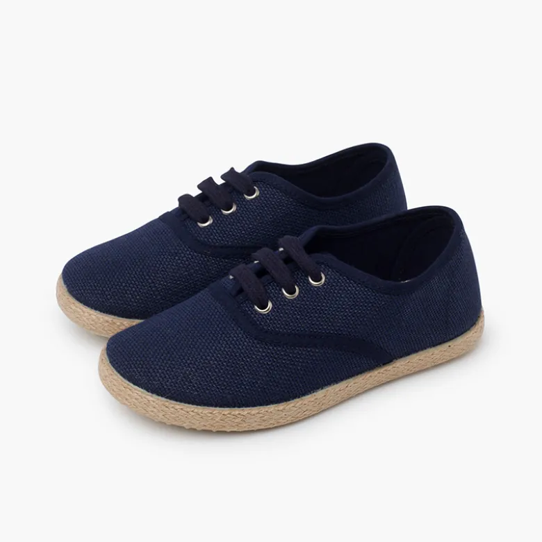 Zapatillas lino cordones suela alpargata