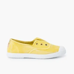Zapatillas Lona Efecto Desgastado Sin Cordones