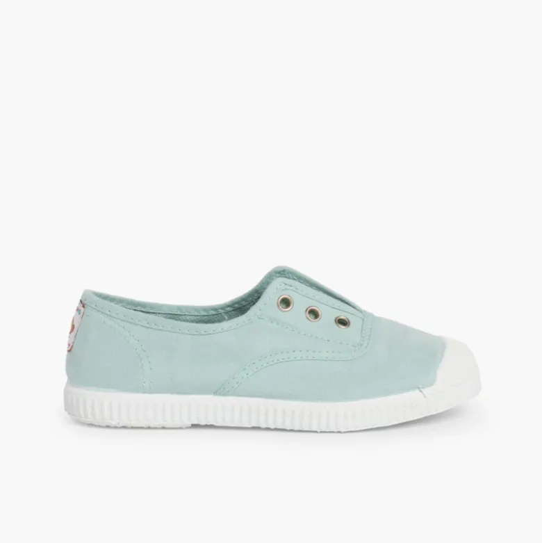 Zapatillas Lona Punta Goma Sin Cordones