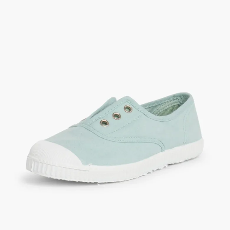 Zapatillas Lona Punta Goma Sin Cordones