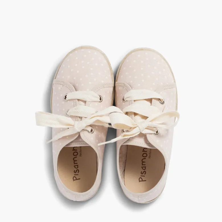 Zapatillas tela puntitos niña
