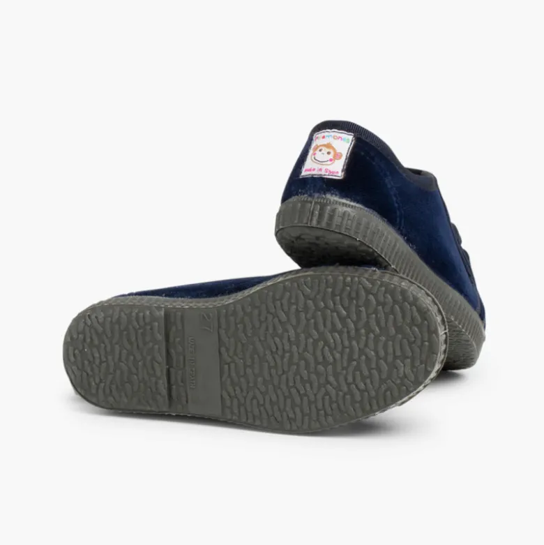 Zapatilla terciopelo con cordones