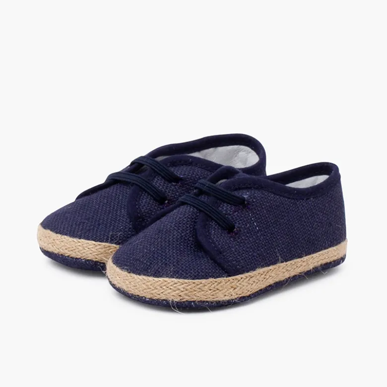 Zapatos bebé lino y yute cordón elástico