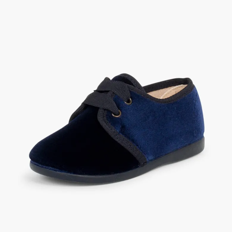 Zapato terciopelo cordón faya